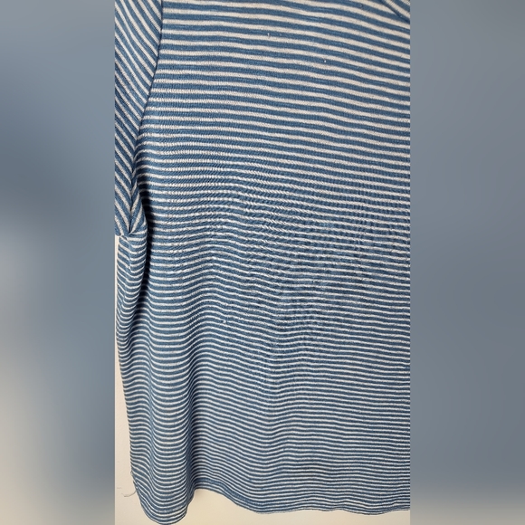 Prince & Fox Marine Tee Small Blue Striped‎ Semi Sheer Short Sleeve T-Shirt Crop - Picture 6 of 9